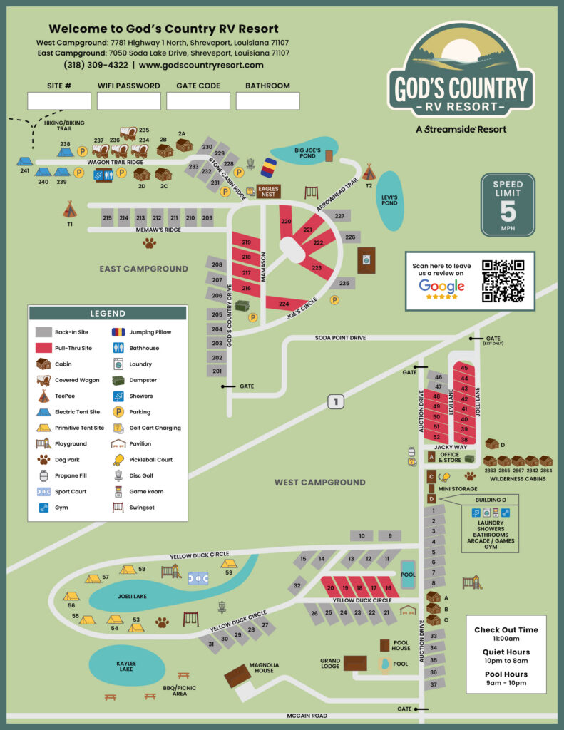 God's Country RV Resort Map