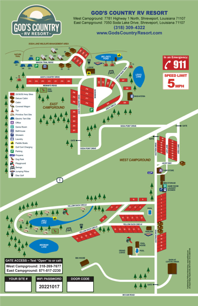 God's Country RV Resort Site Map