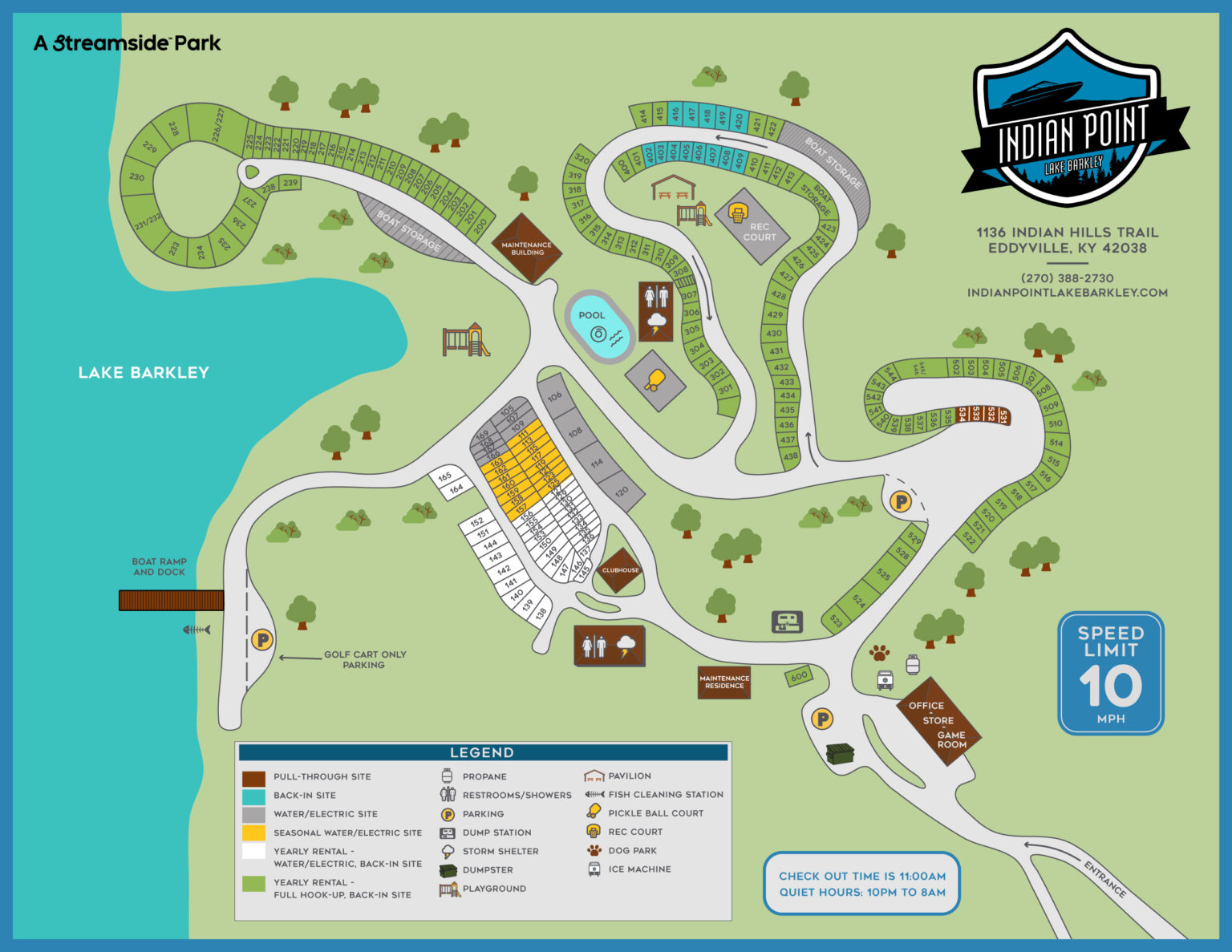 Indian Point RV Park at Lake Barkley Site Map