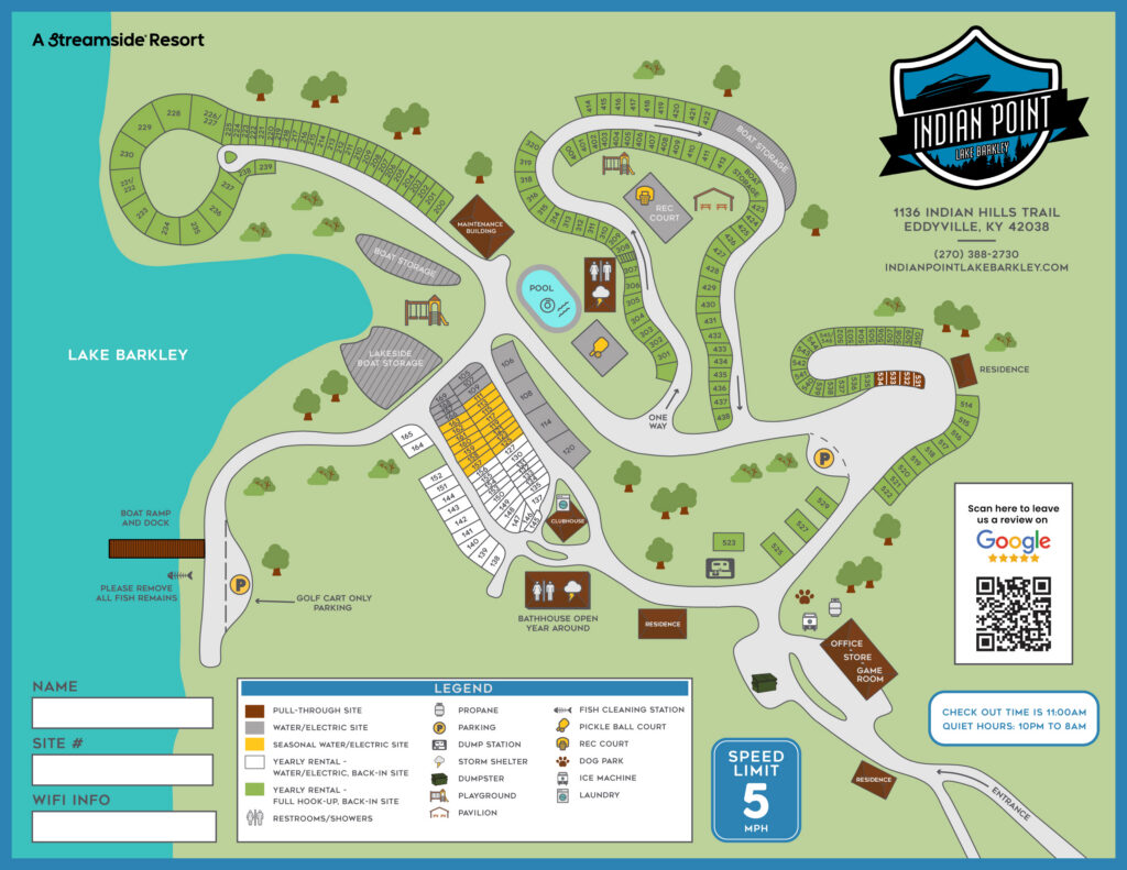 Indian Point RV Park at Lake Barkley Site Map