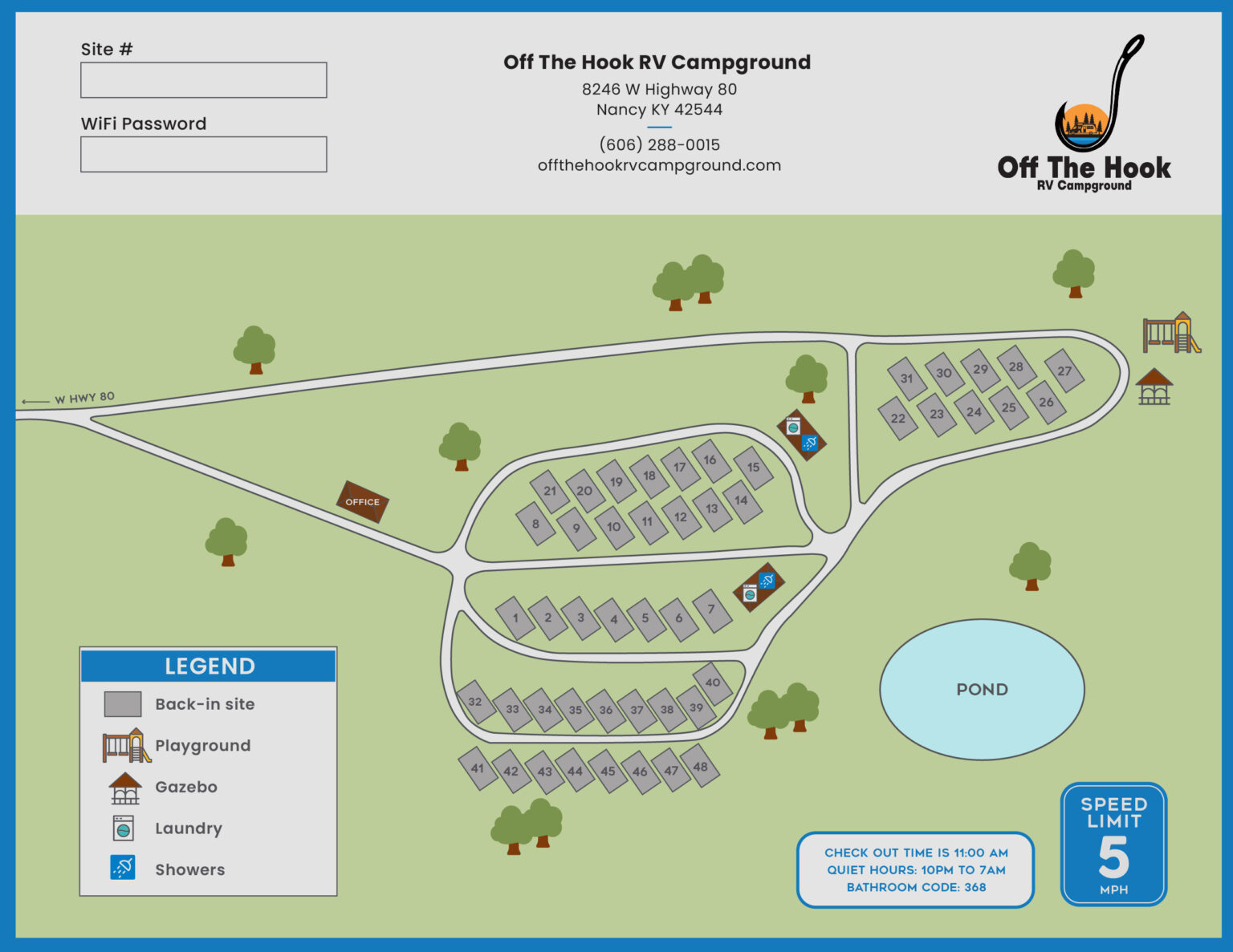 Off the Hook RV Campground Map