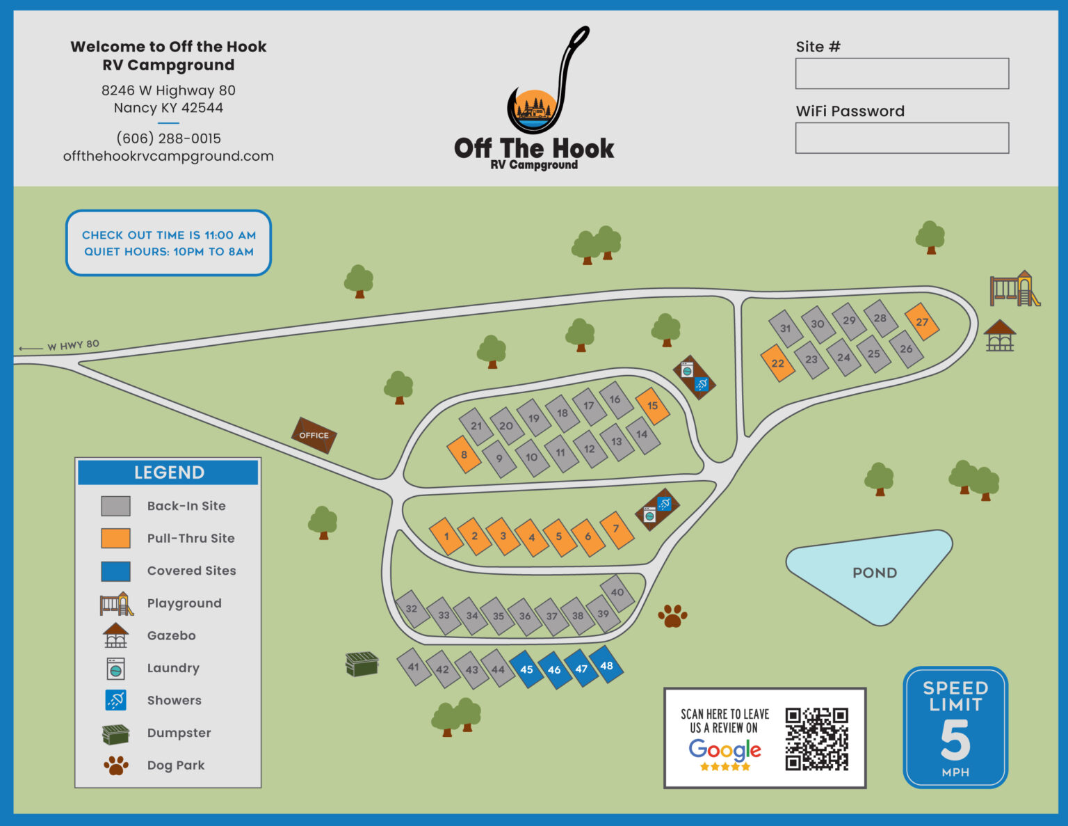 Off The Hook RV Campground Map 2025