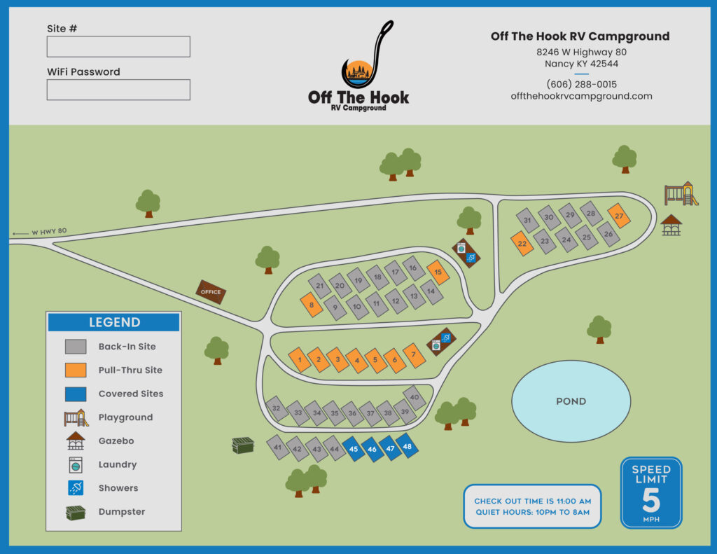 Off The Hook RV Campground Map 2025