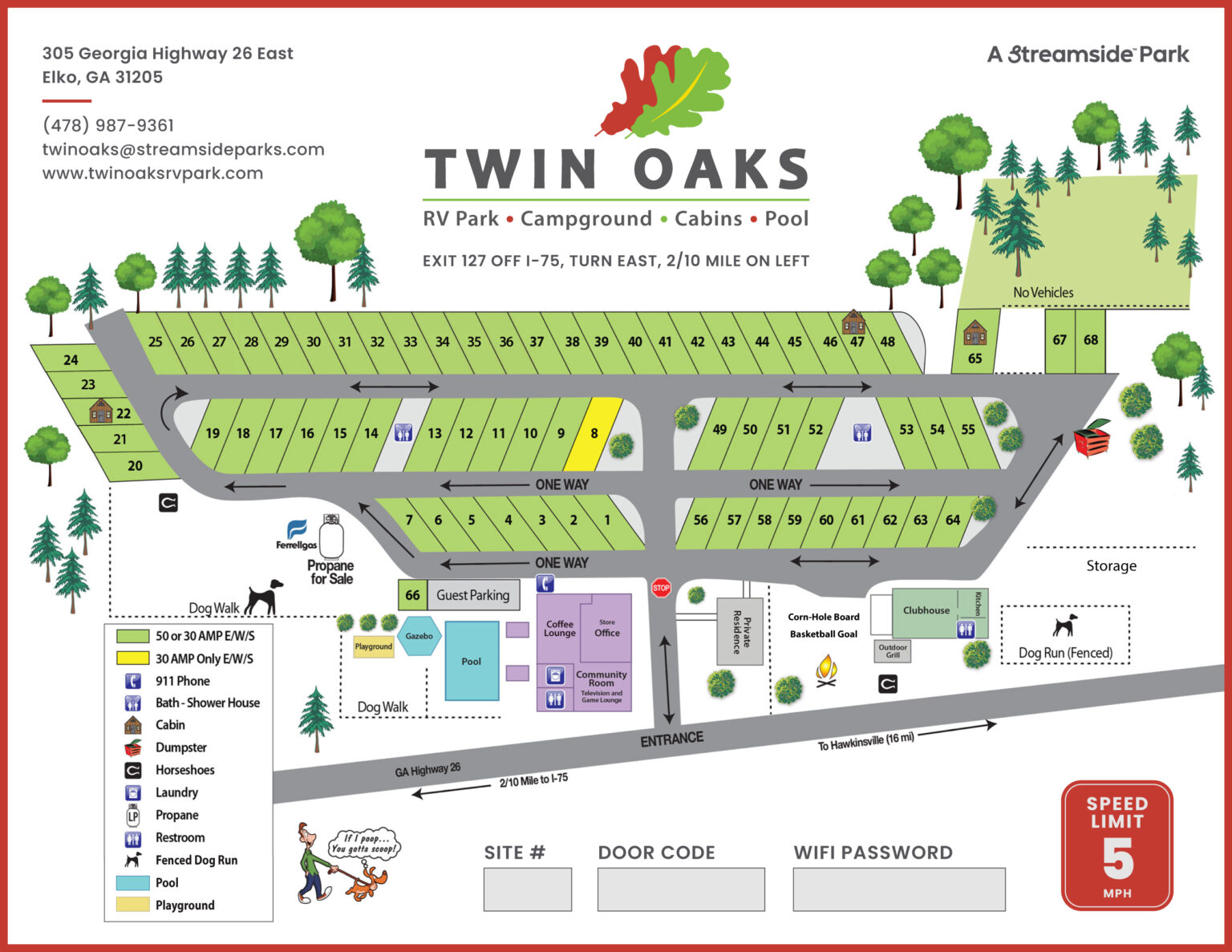 Twin Oaks RV Park Map