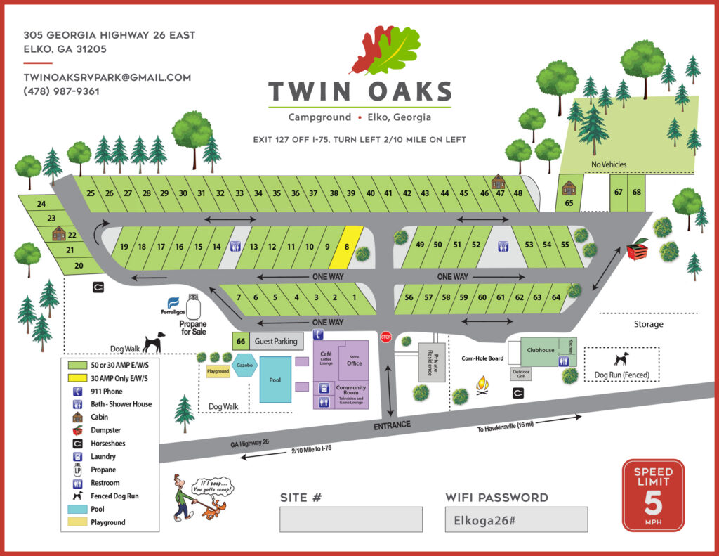 Twin Oaks RV Park Map