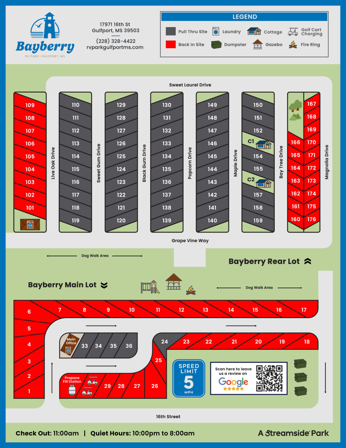 Bayberry RV Park Site Map - Feb 2026