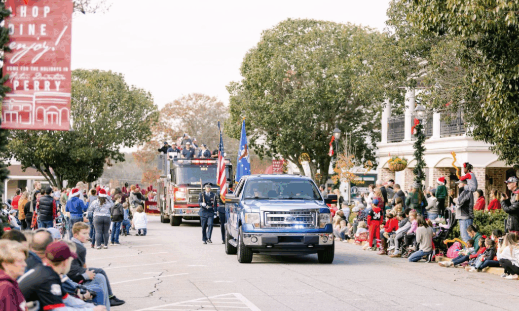 Christmas parade in Historic Downtown Perry, one of the 2025 holiday events in Perry, GA.