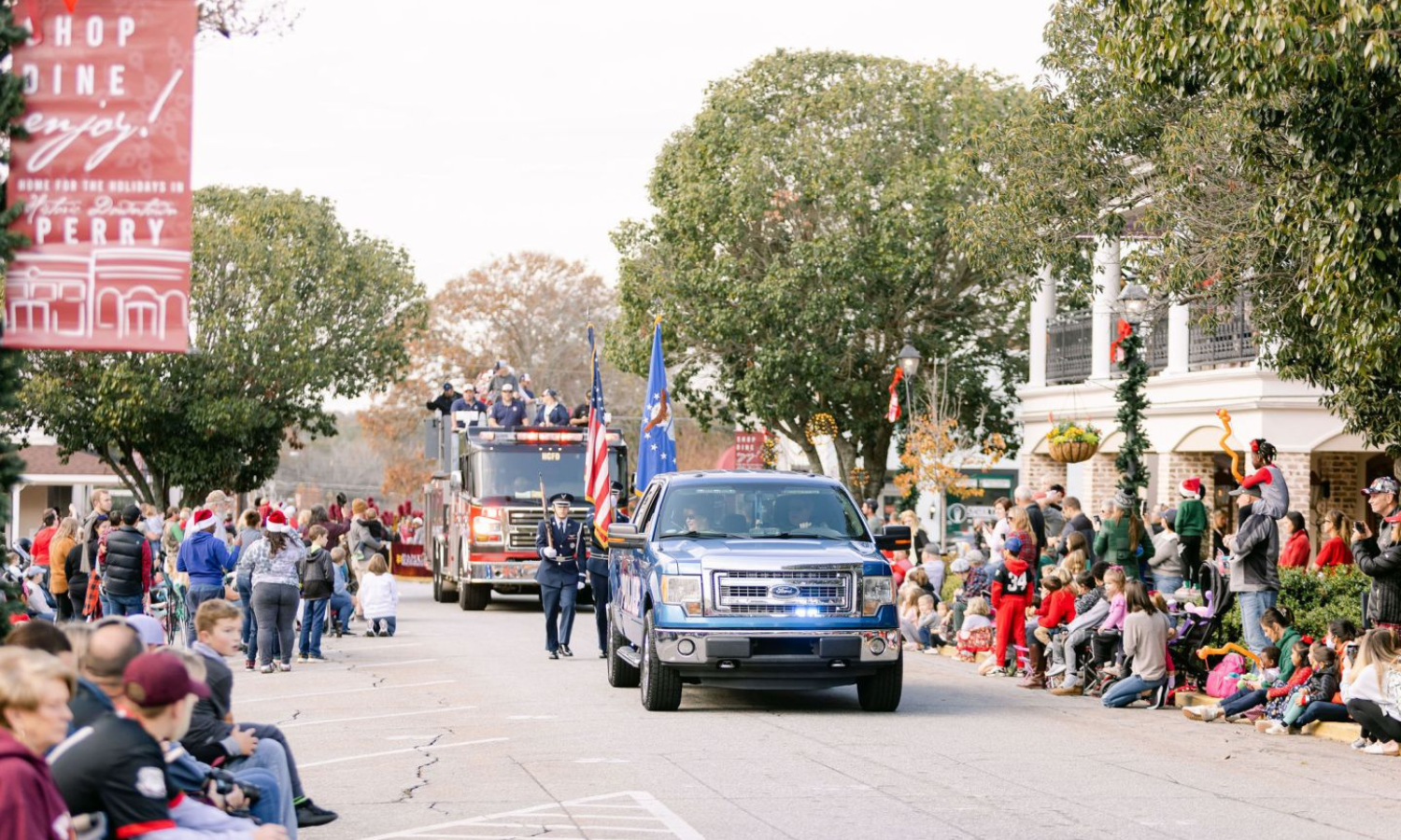 Christmas parade in Historic Downtown Perry, one of the 2025 holiday events in Perry, GA.