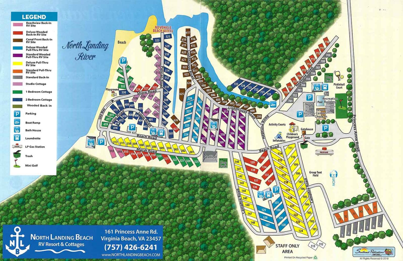 North Landing Beach RV Resort & Cottages Site Map