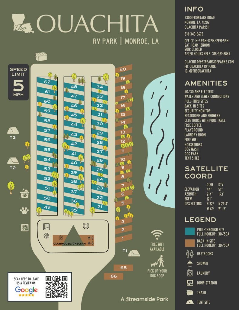 The Ouachita RV Park Site Map - April 2026