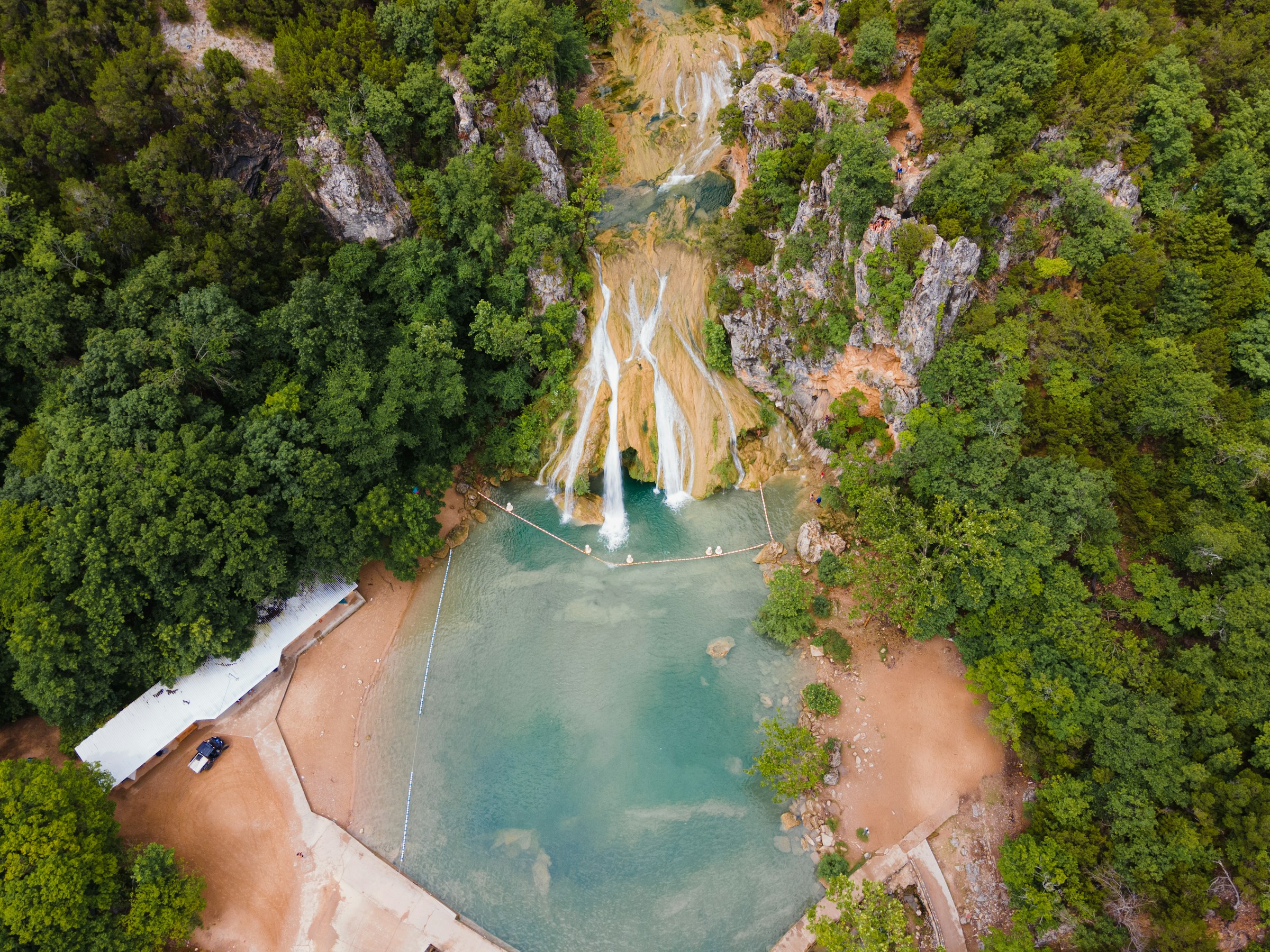 An Aerial View of Turner Falls just minutes from Ardmore Lakes RV Resort.