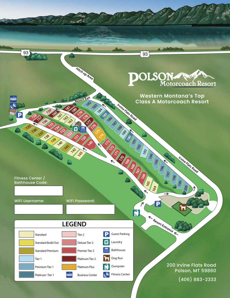 Polson Motorcoach Resort Site Map May 2026