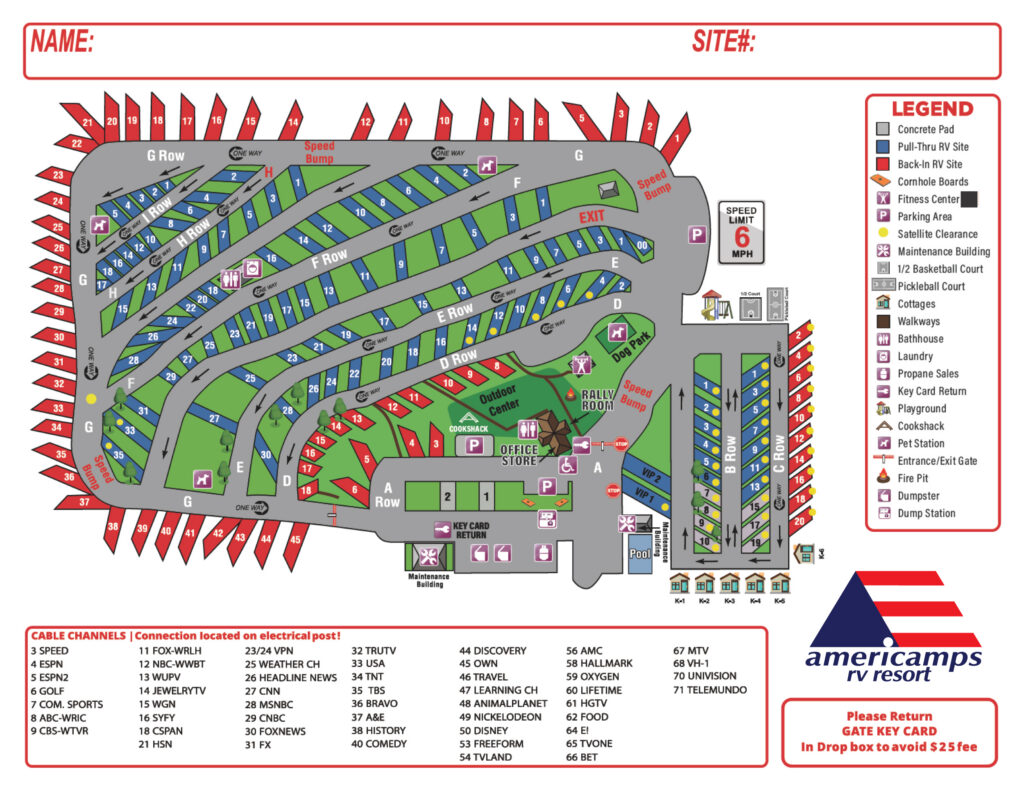 Americamps-RV-Resort-&-Cottages-Site-Map