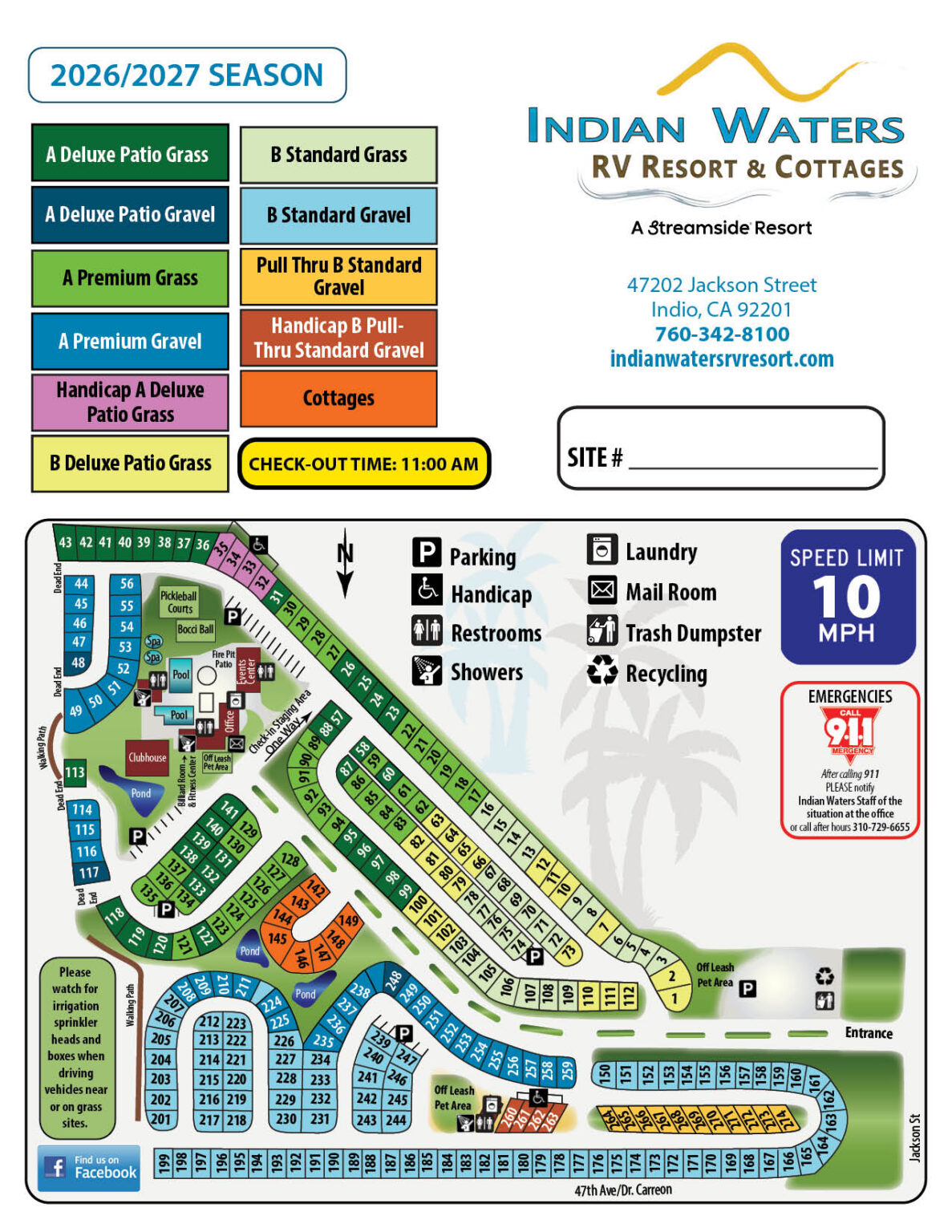 Indian Waters Resort - Site Map - June 2026