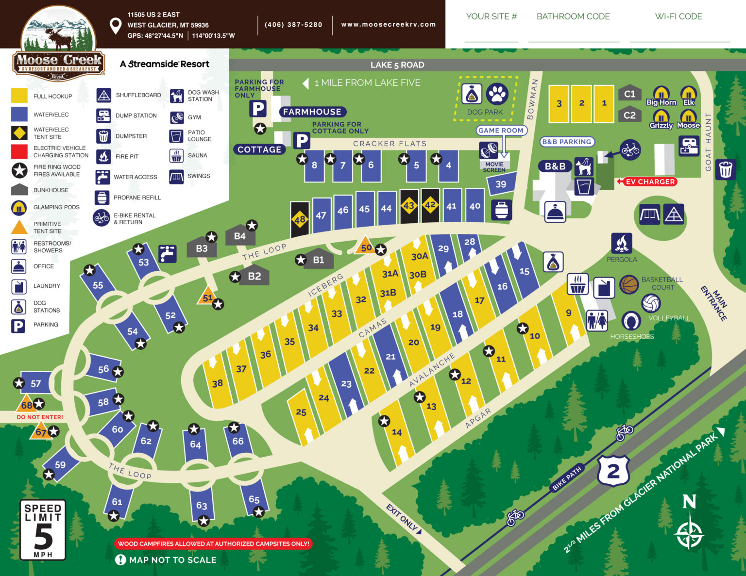 Moose Creek RV Resort Site Map - June 2026