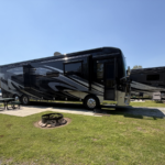 Spacious pull-through RV site at Twin Oaks RV Park for an easy stopover along I-75 in Middle Georgia.