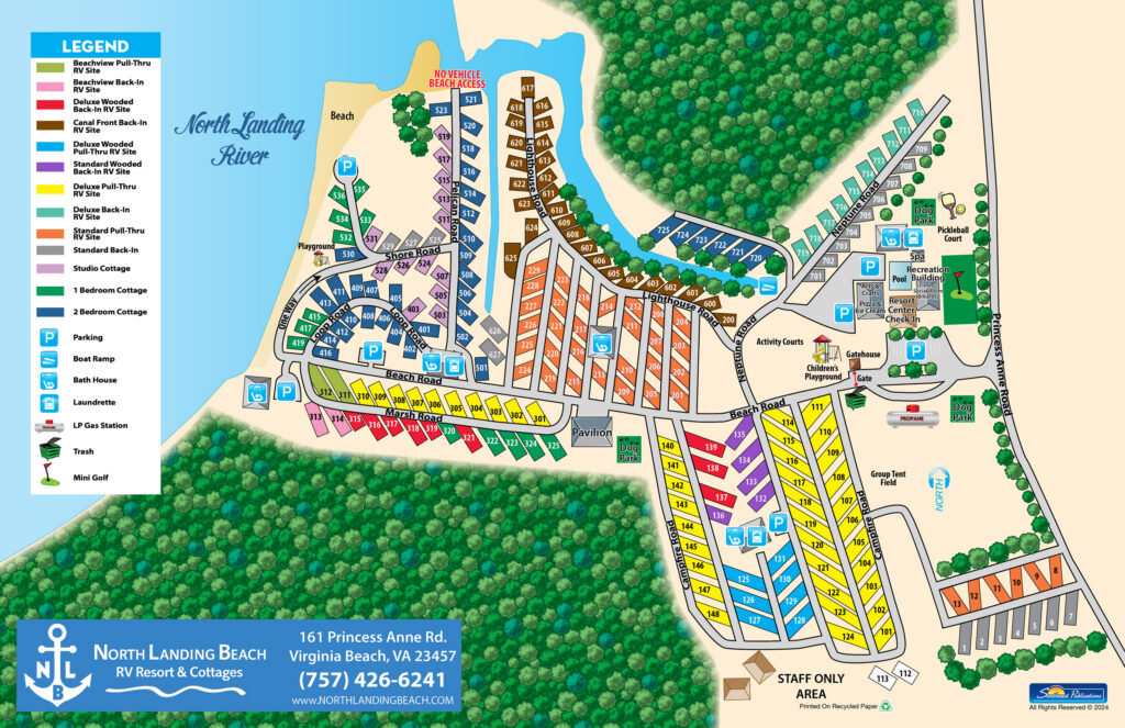 North Landing Beach RV Resort & Cottages Site Map