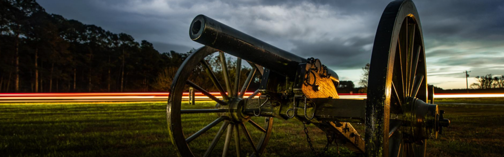 A canon rests at historic Bentonville Battlefield, just one of many Things to Do in Central North Carolina