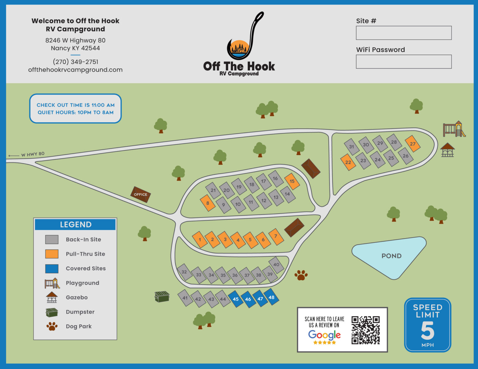 Off the Hook RV Campground Map - August 2026