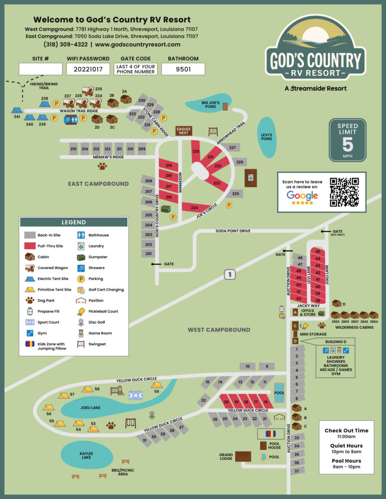 God's Country RV Resort Map - September 2026
