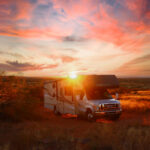 RV traveling through the beautiful Verde Valley in central Arizona during the winter.